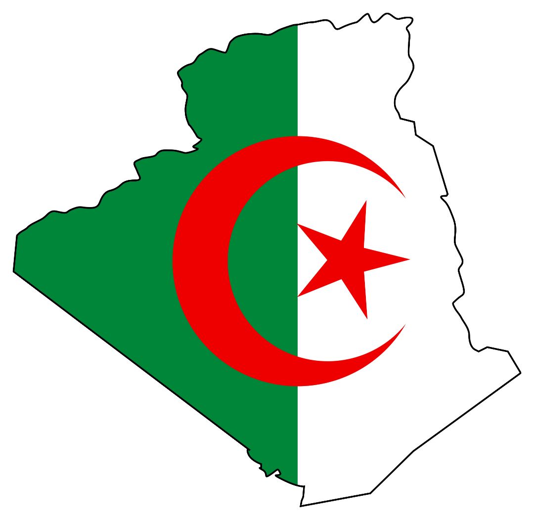 Large flag map of Algeria