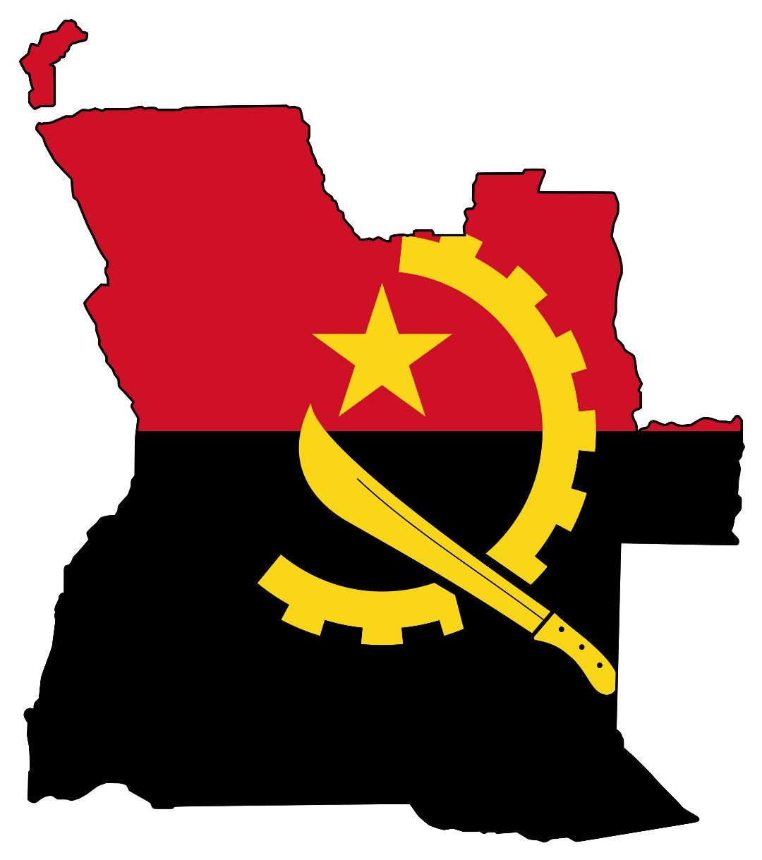 Large flag map of Angola