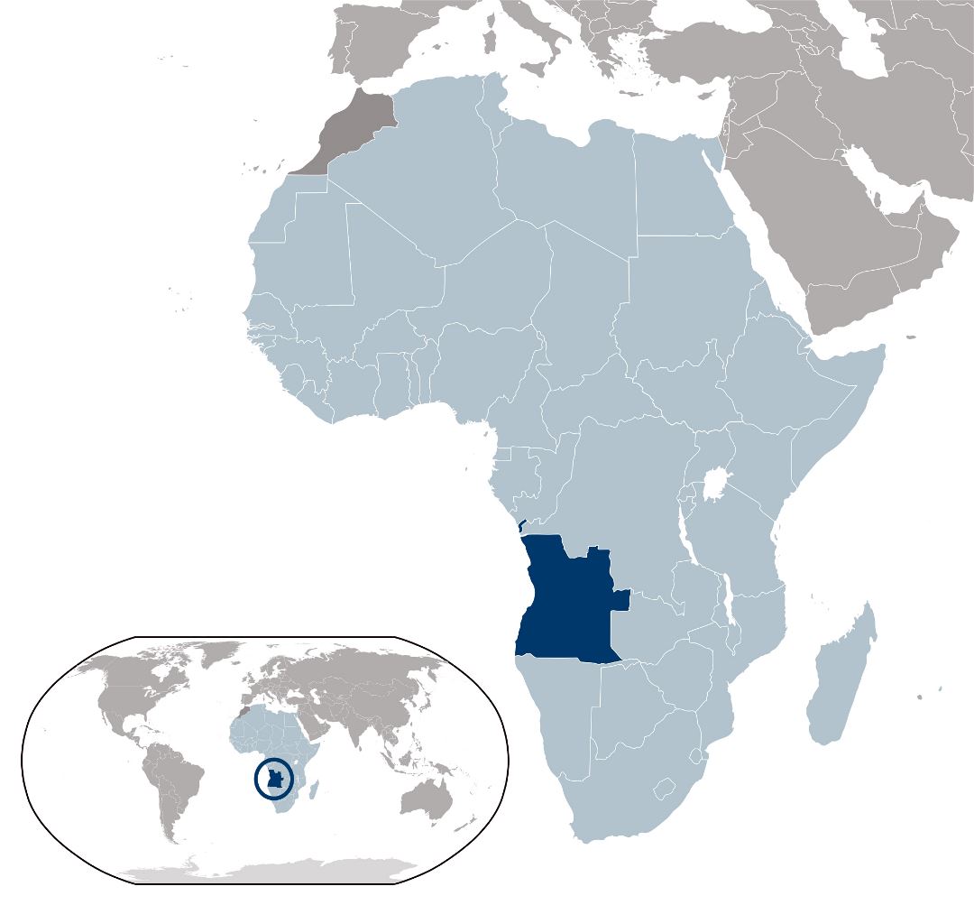 Large location map of Angola