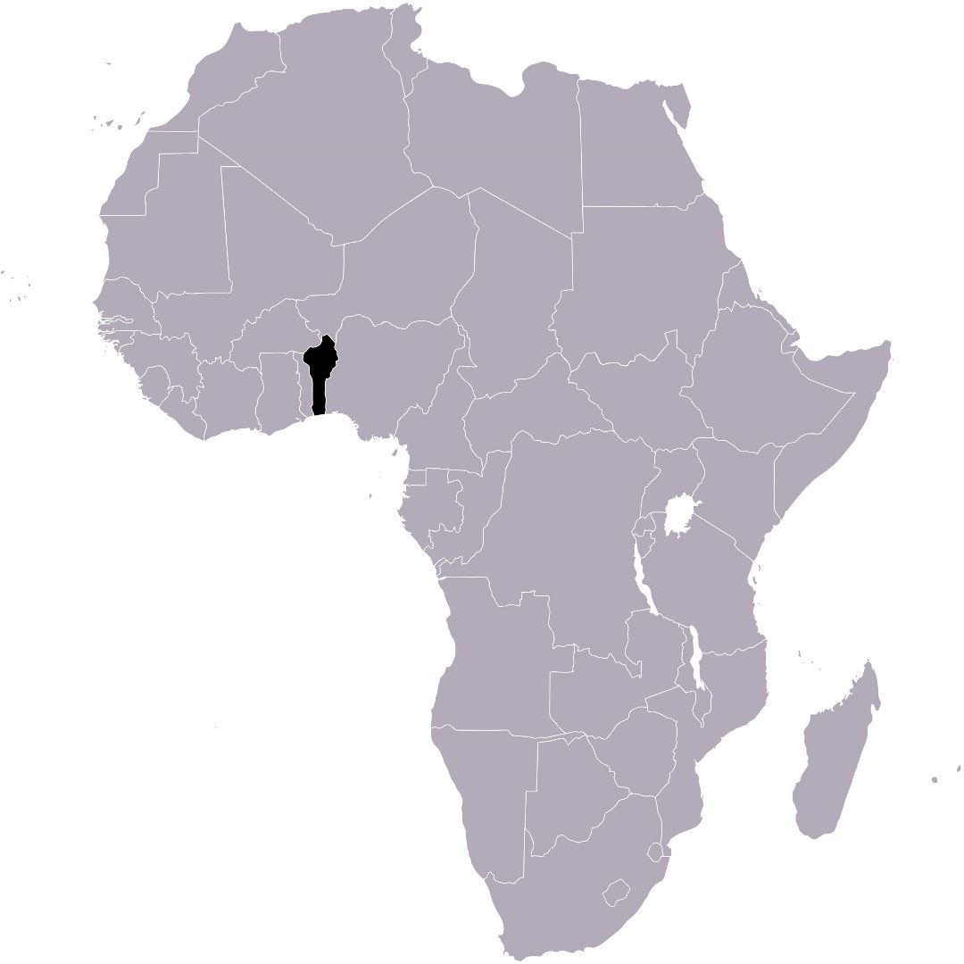 Large location map of Benin in Africa