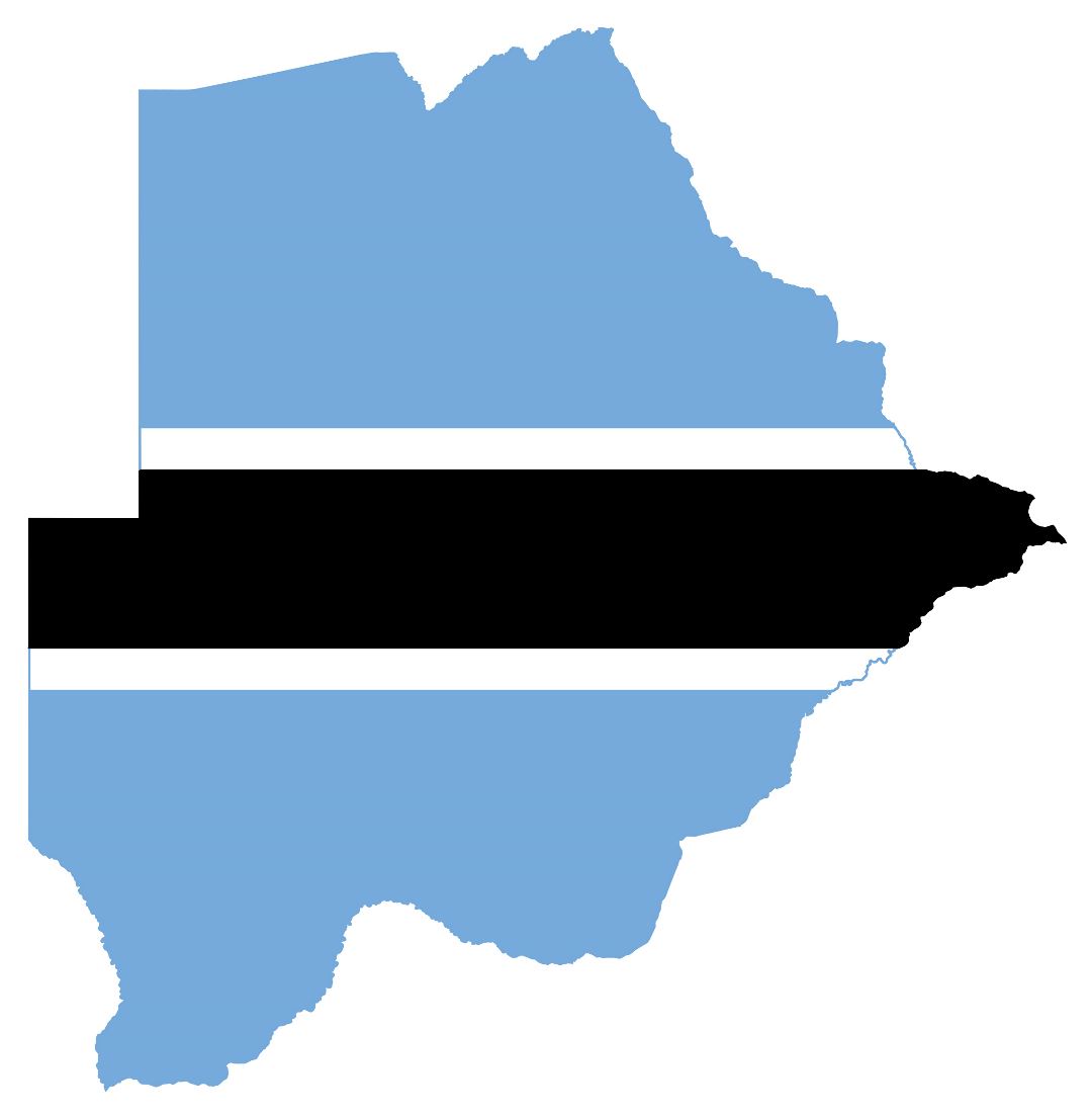 Large flag map of Botswana