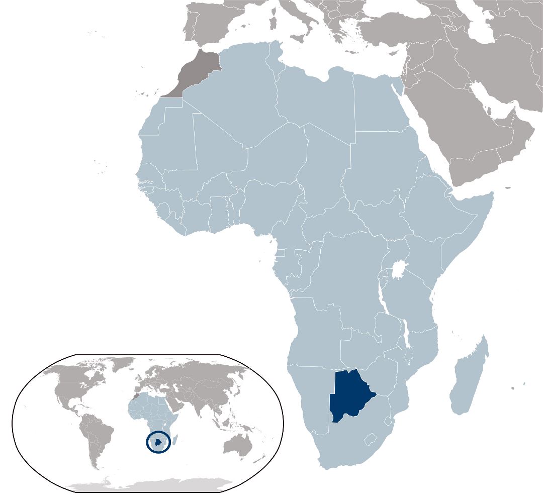 Large location map of Botswana