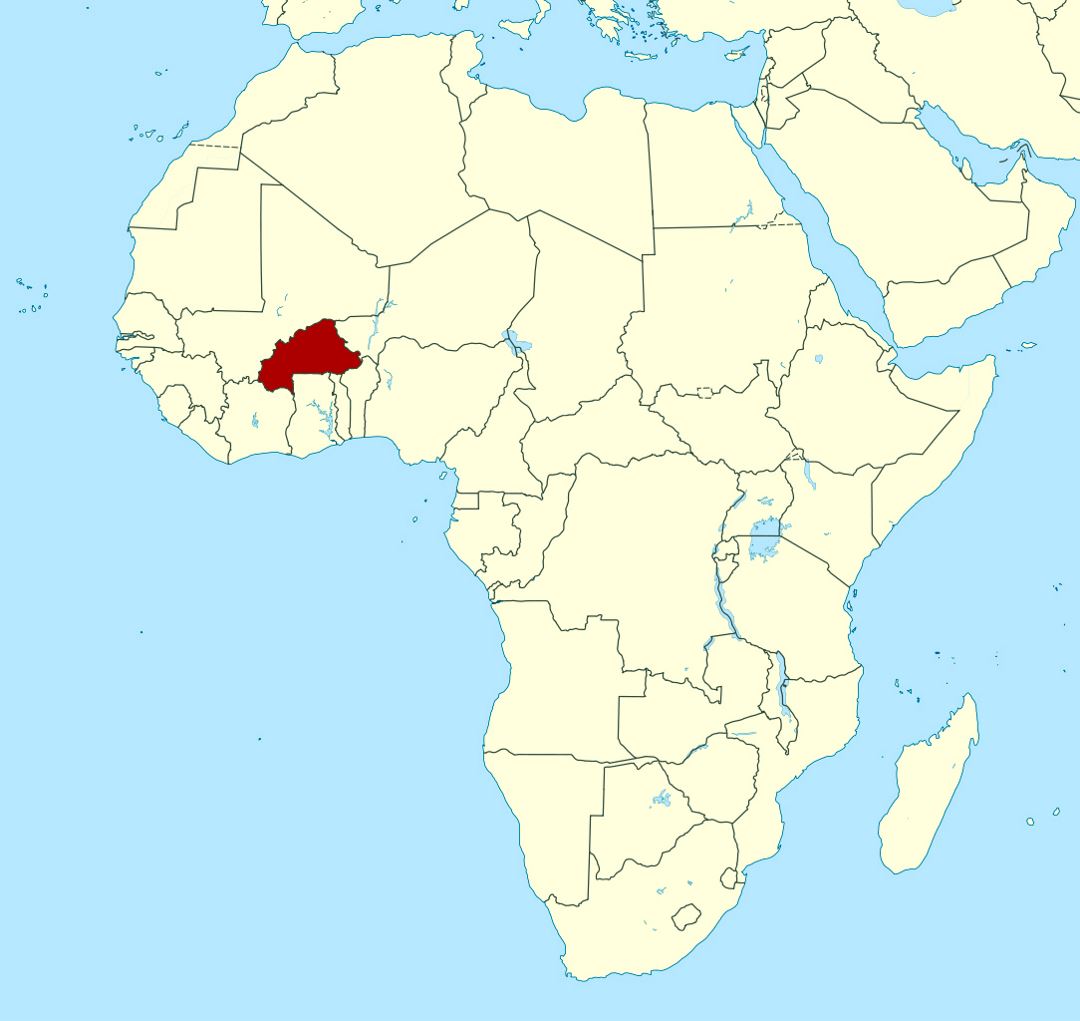 Detailed location map of Burkina Faso in Africa