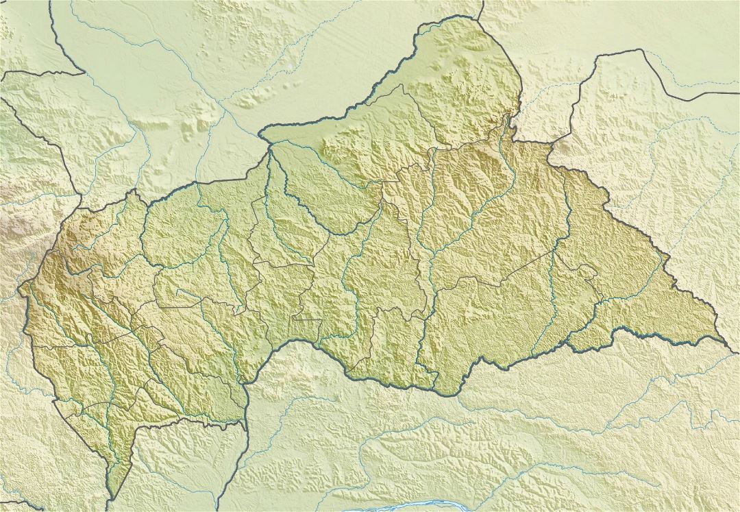 Large relief map of Central African Republic