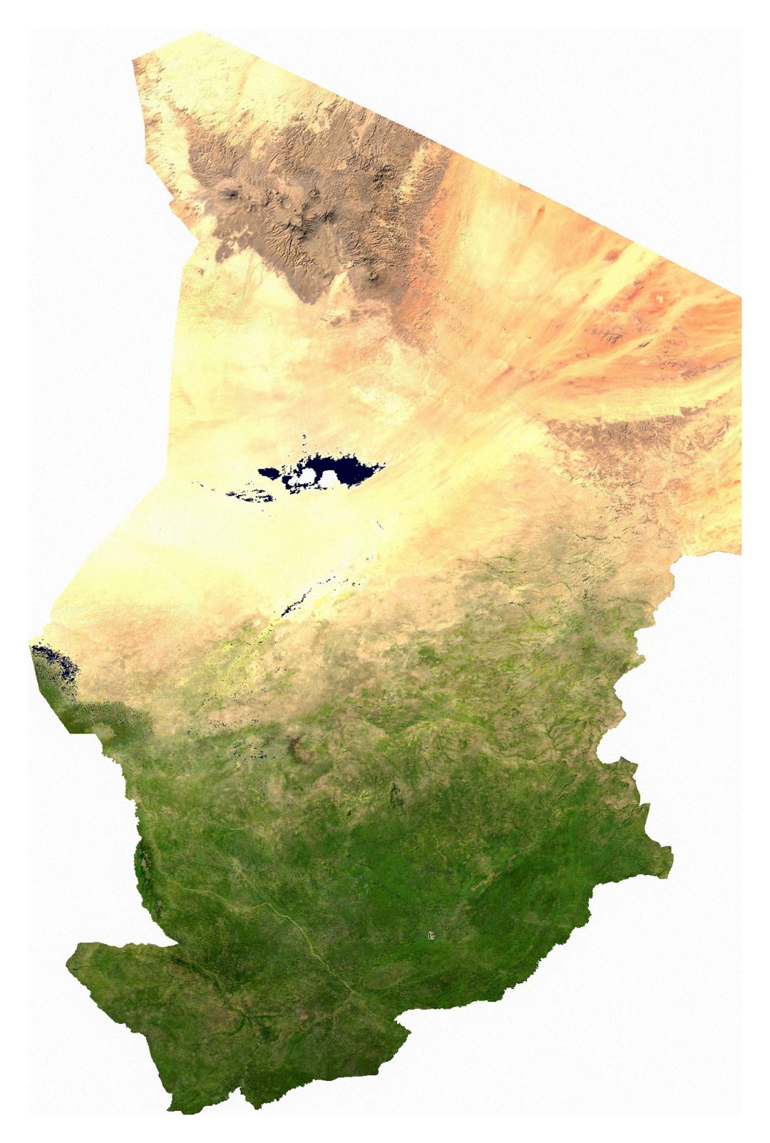 Large detailed satellite map of Chad