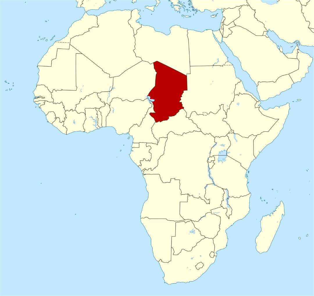 Large location map of Chad in Africa