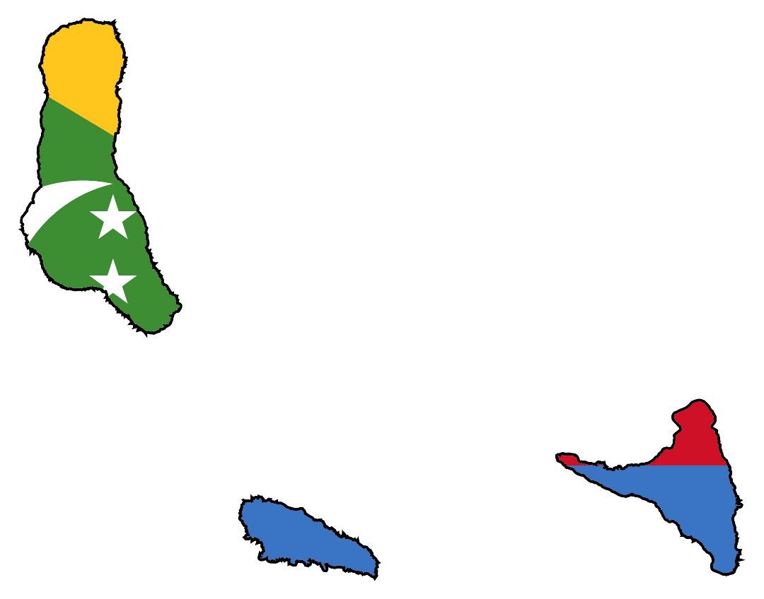 Large flag map of Comoros