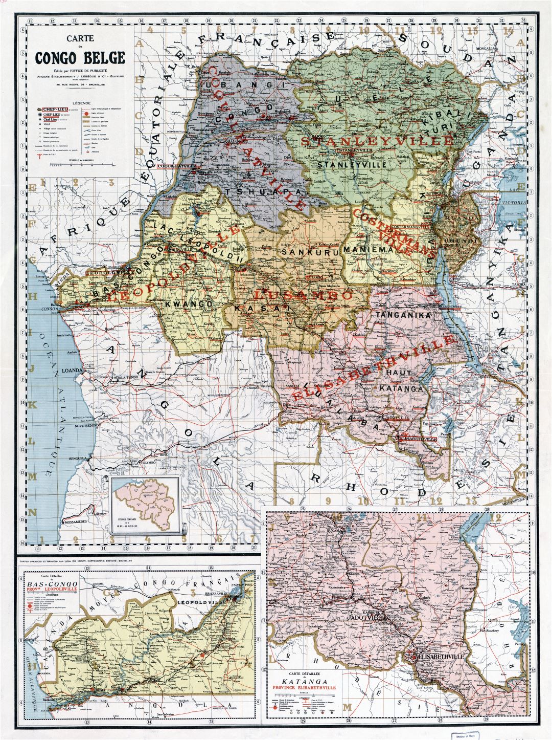 Large scale old political and administrative map of Congo Democratic Republic with other marks - 1896