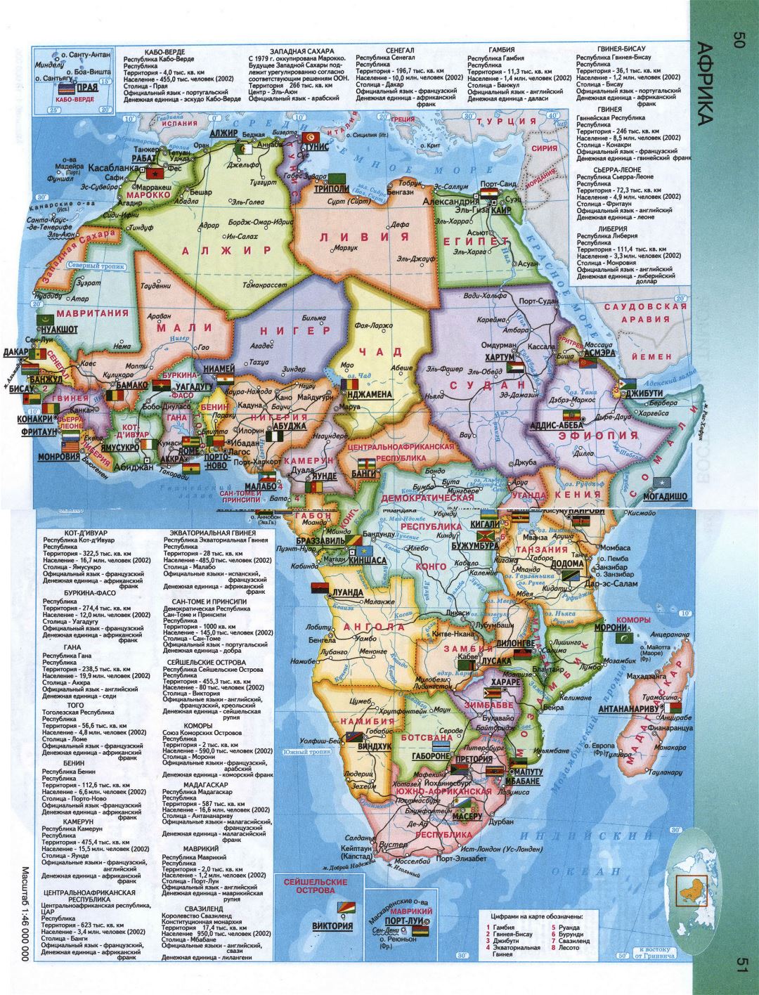 Detailed political map of Africa in russian
