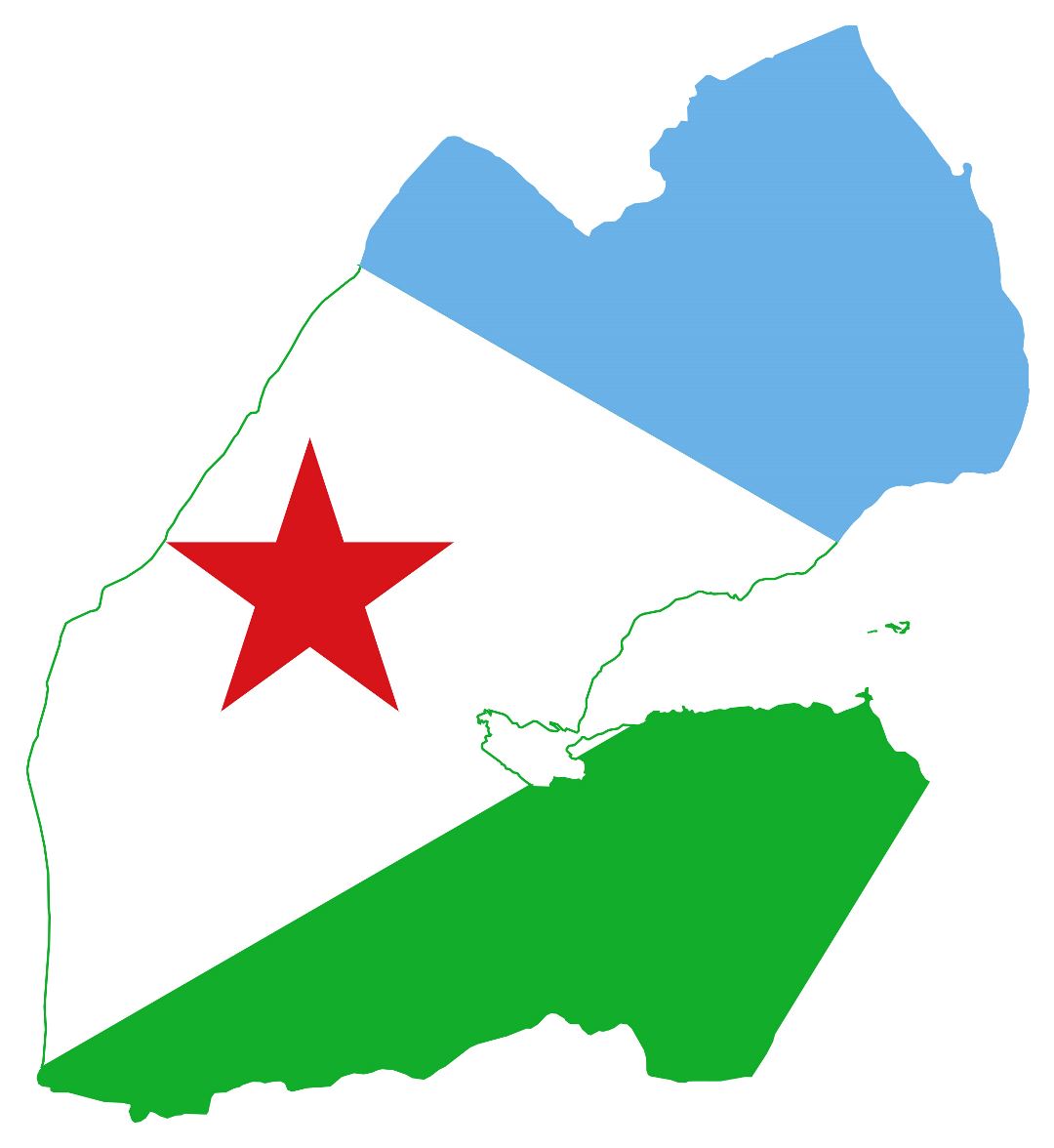 Large flag map of Djibouti
