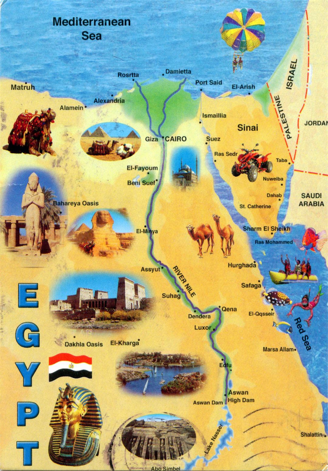 Large tourist map of Egypt