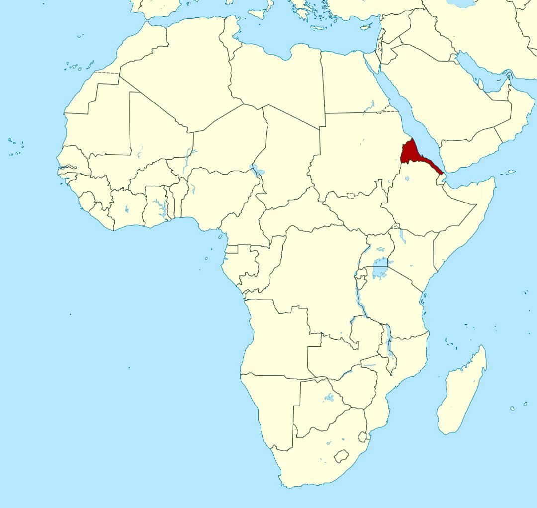 Detailed location map of Eritrea in Africa
