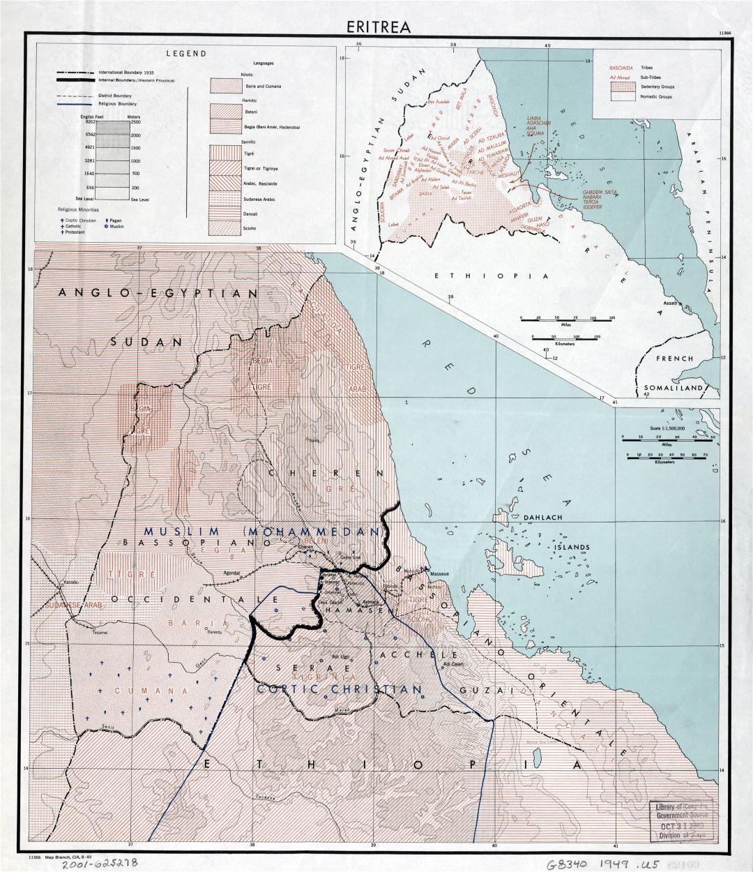 Large scale map of Eritrea - 1949