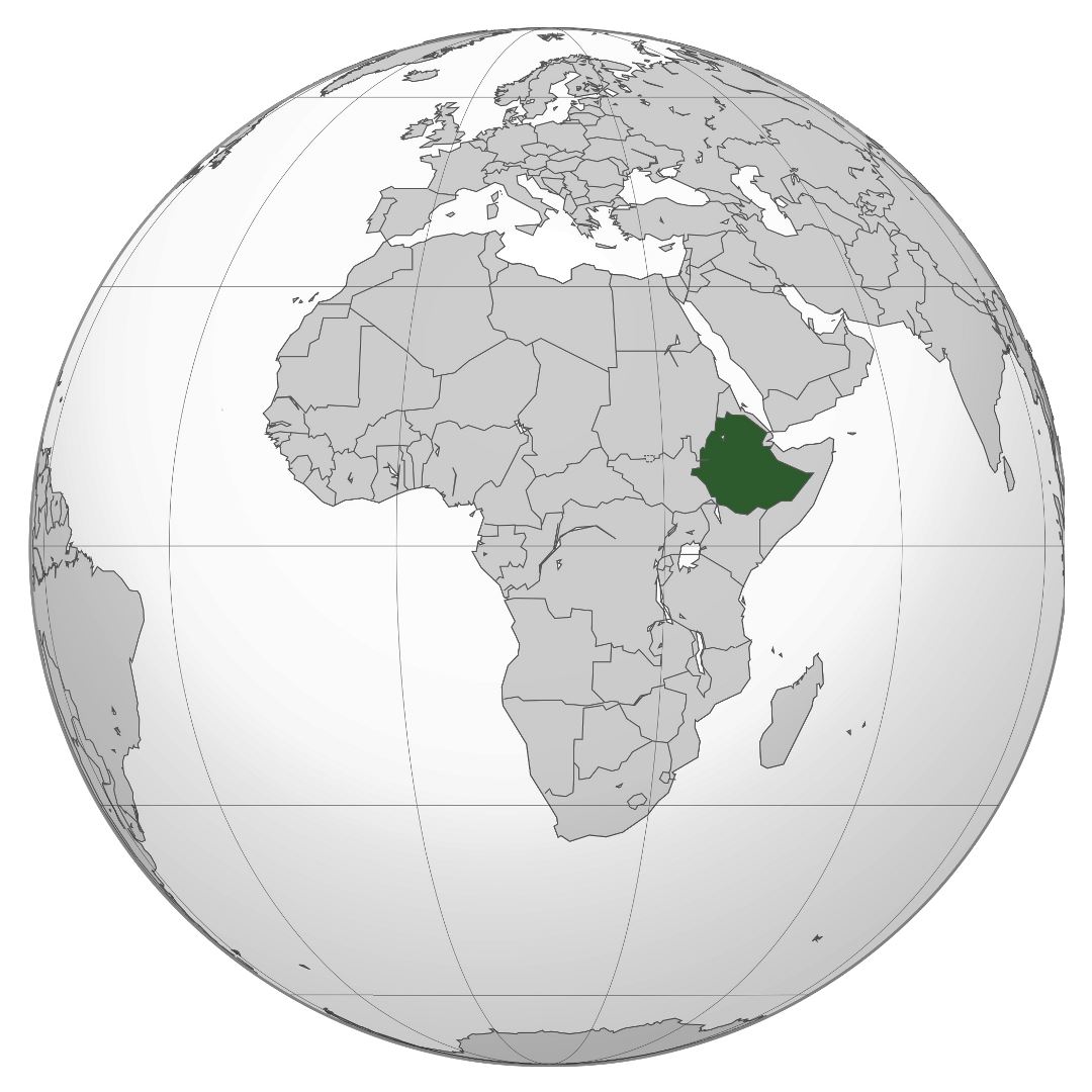 Large location map of Ethiopia in Africa