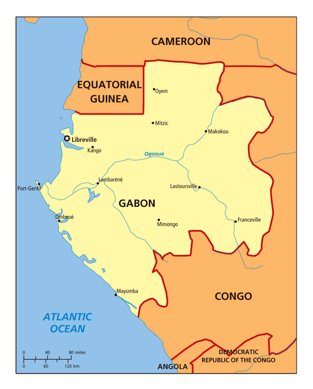 Detailed political map of Gabon