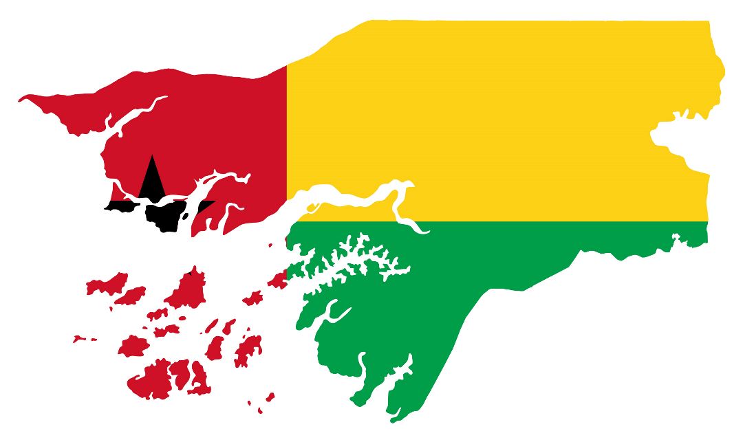 Large flag map of Guinea-Bissau