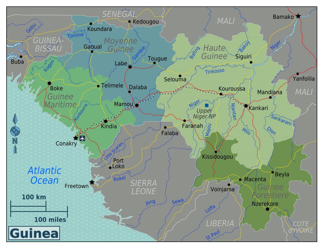 Large regions map of Guinea