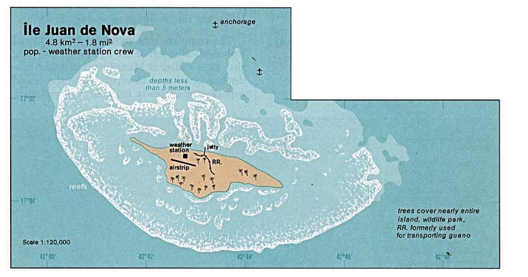 Detailed map of Juan de Nova Island