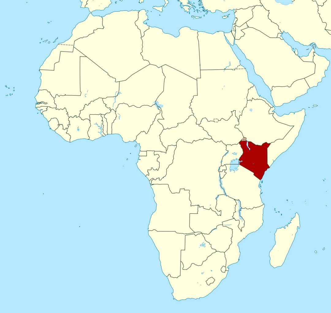 Detailed location map of Kenya in Africa
