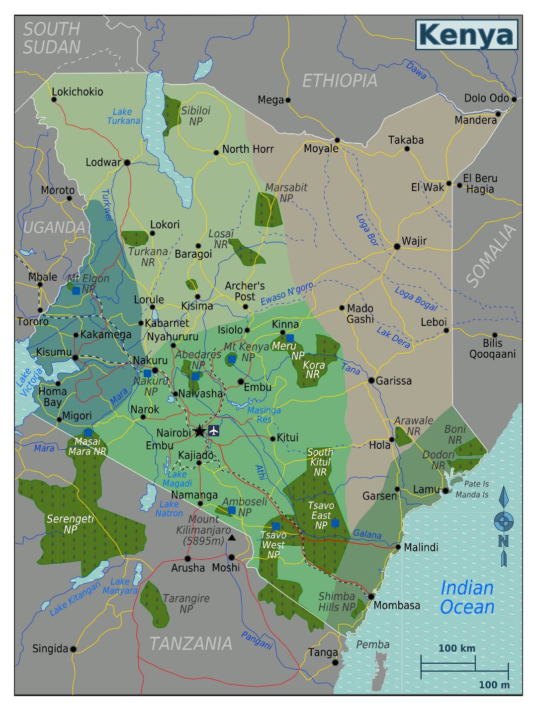 Large regions map of Kenya