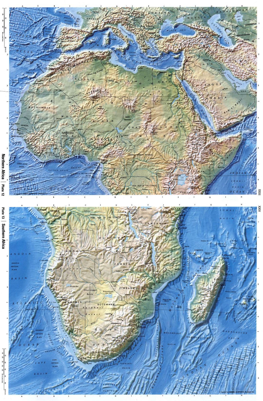 Large detailed relief map of Africa