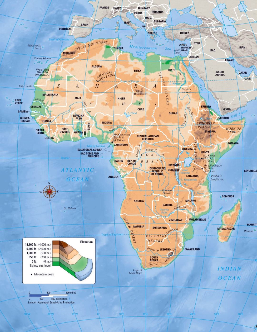 Large elevation map of Africa