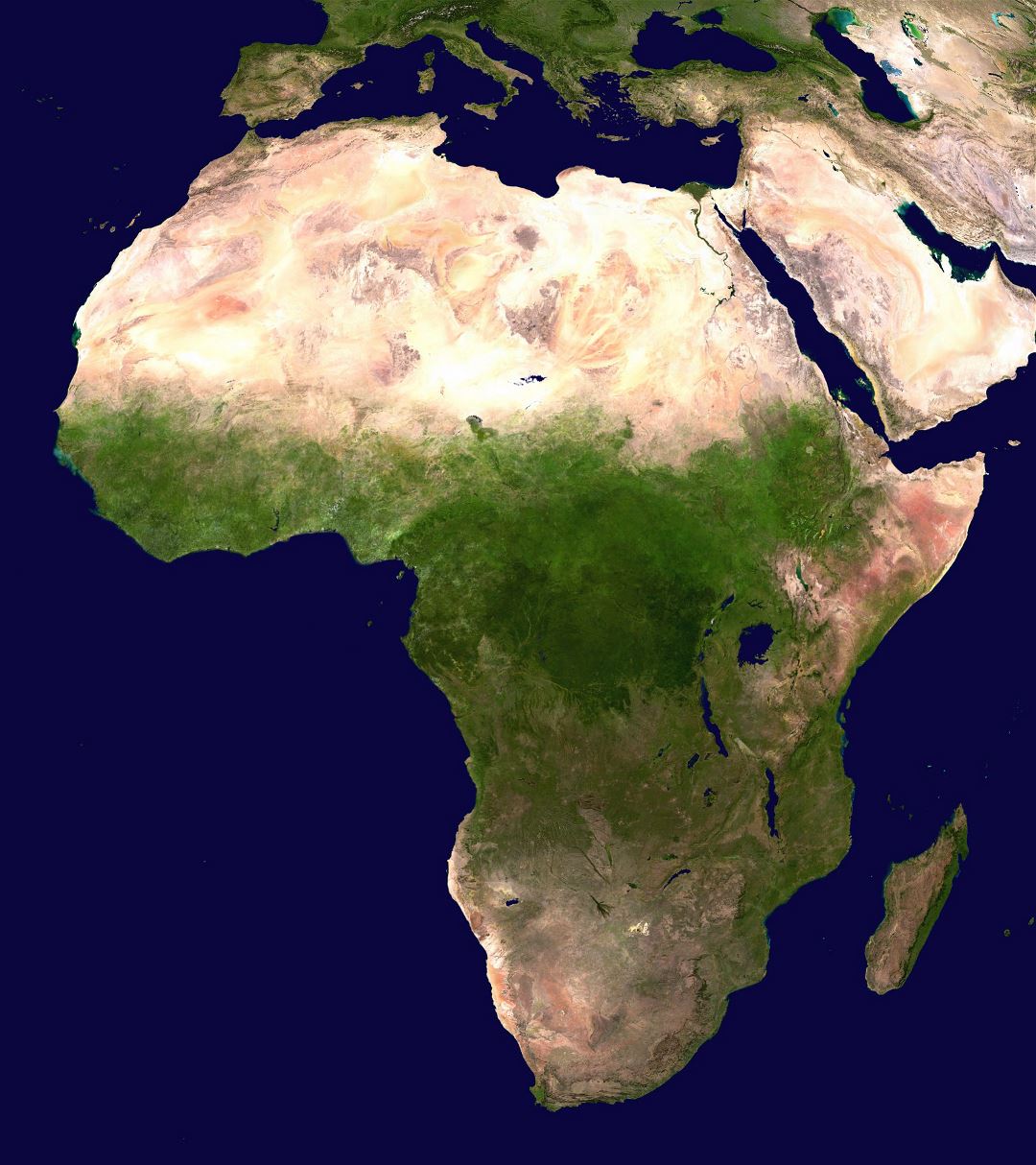 Large satellite map of Africa