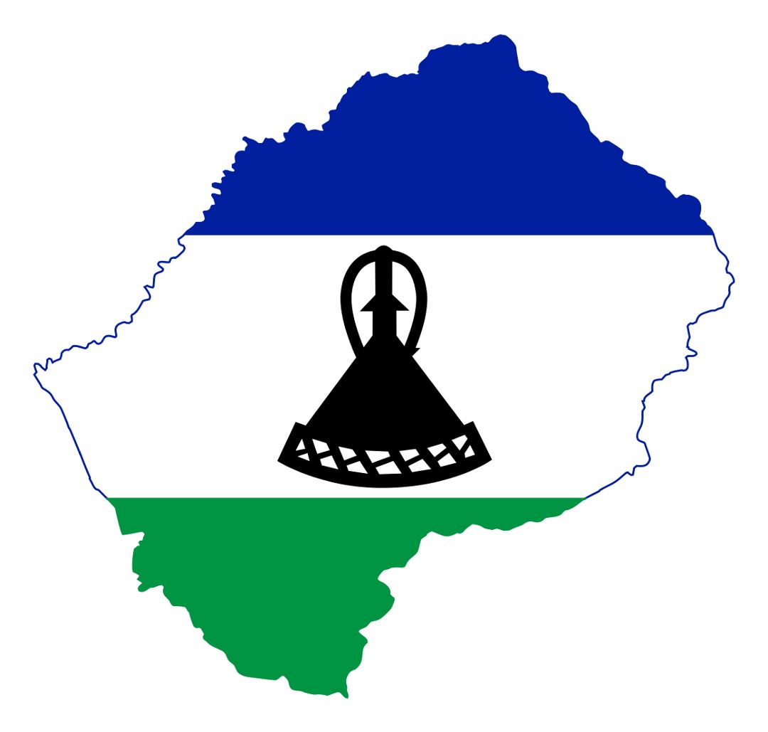 Detailed flag map of Lesotho