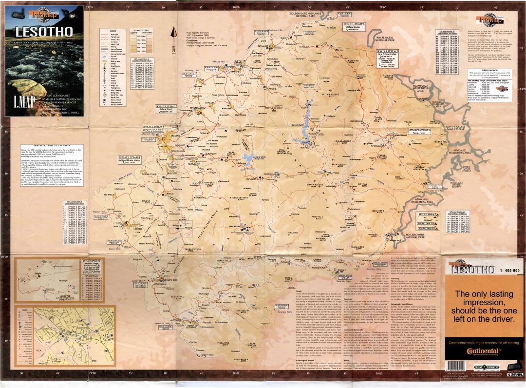 Large scale detailed info map of Lesotho