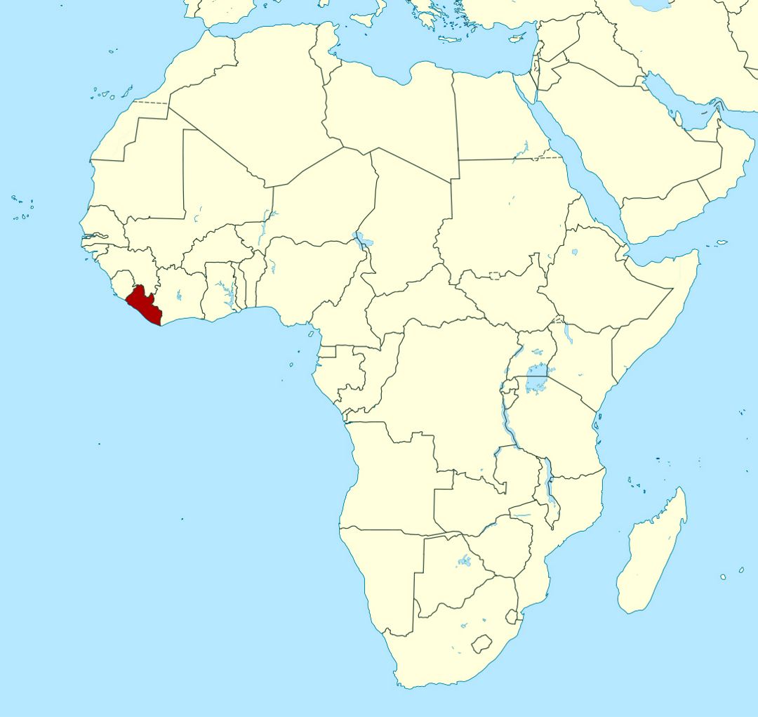 Detailed location map of Liberia in Africa