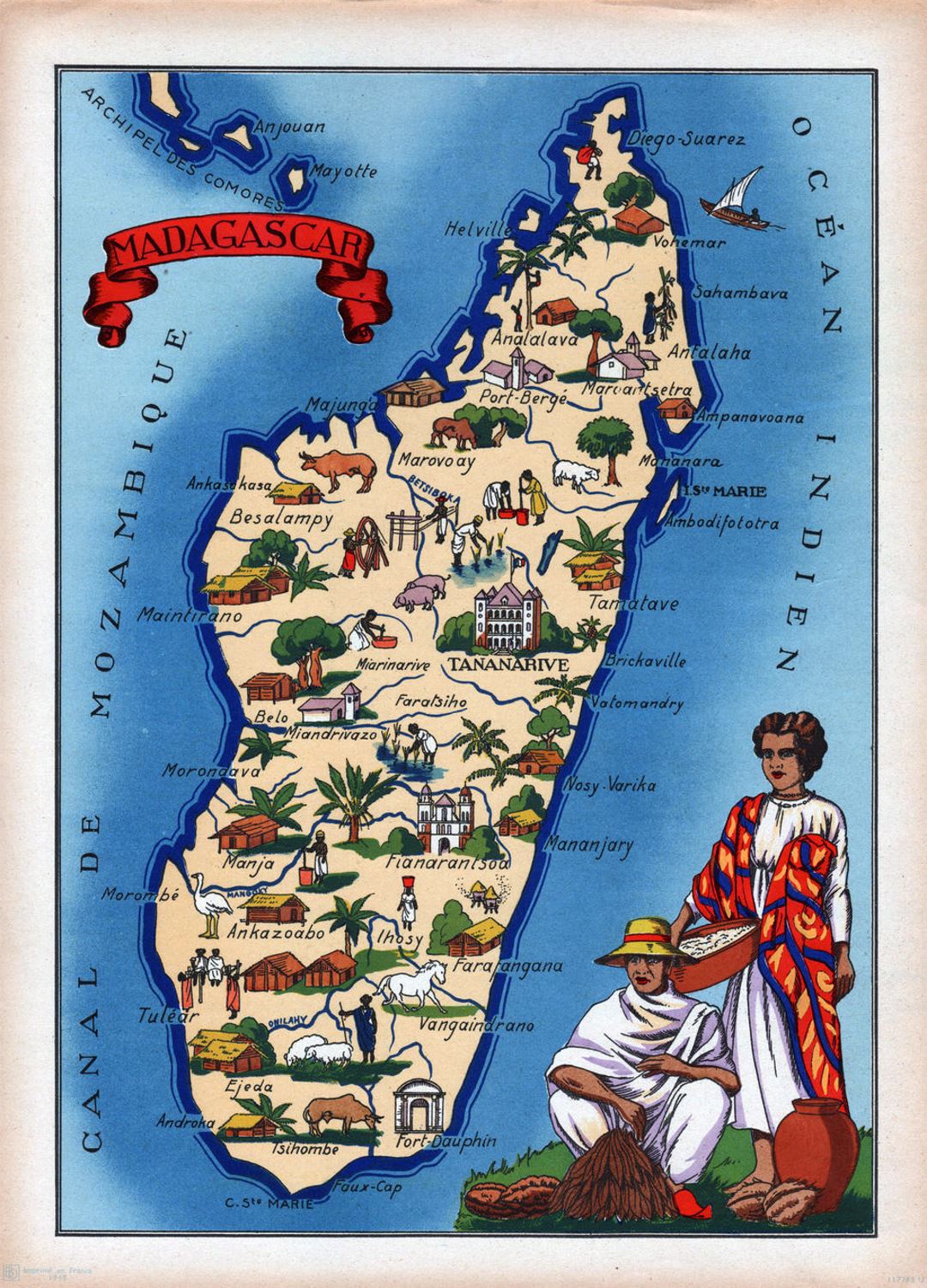 Detailed illustrated map of Madagascar