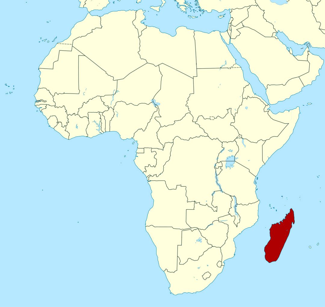Detailed location map of Madagascar in Africa