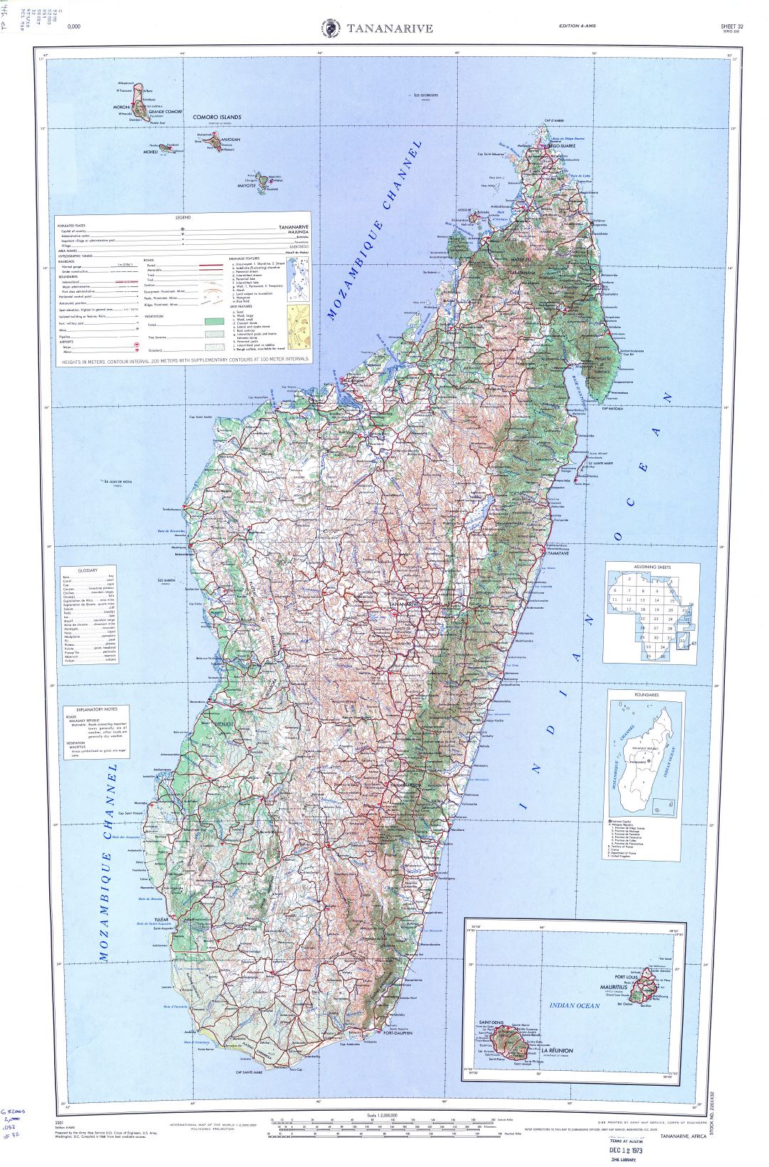 Large detailed topographic map of Madagascar