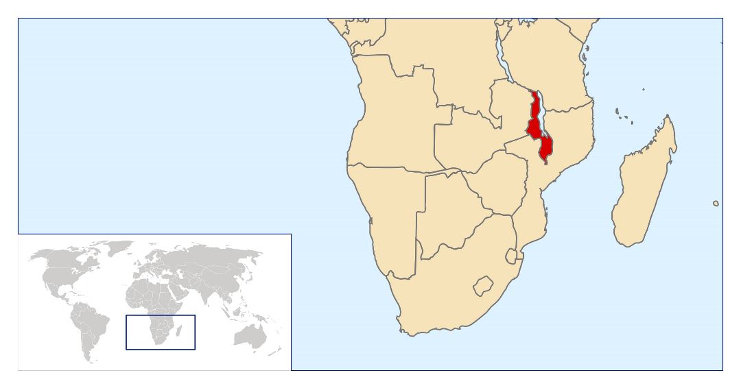 Large location map of Malawi