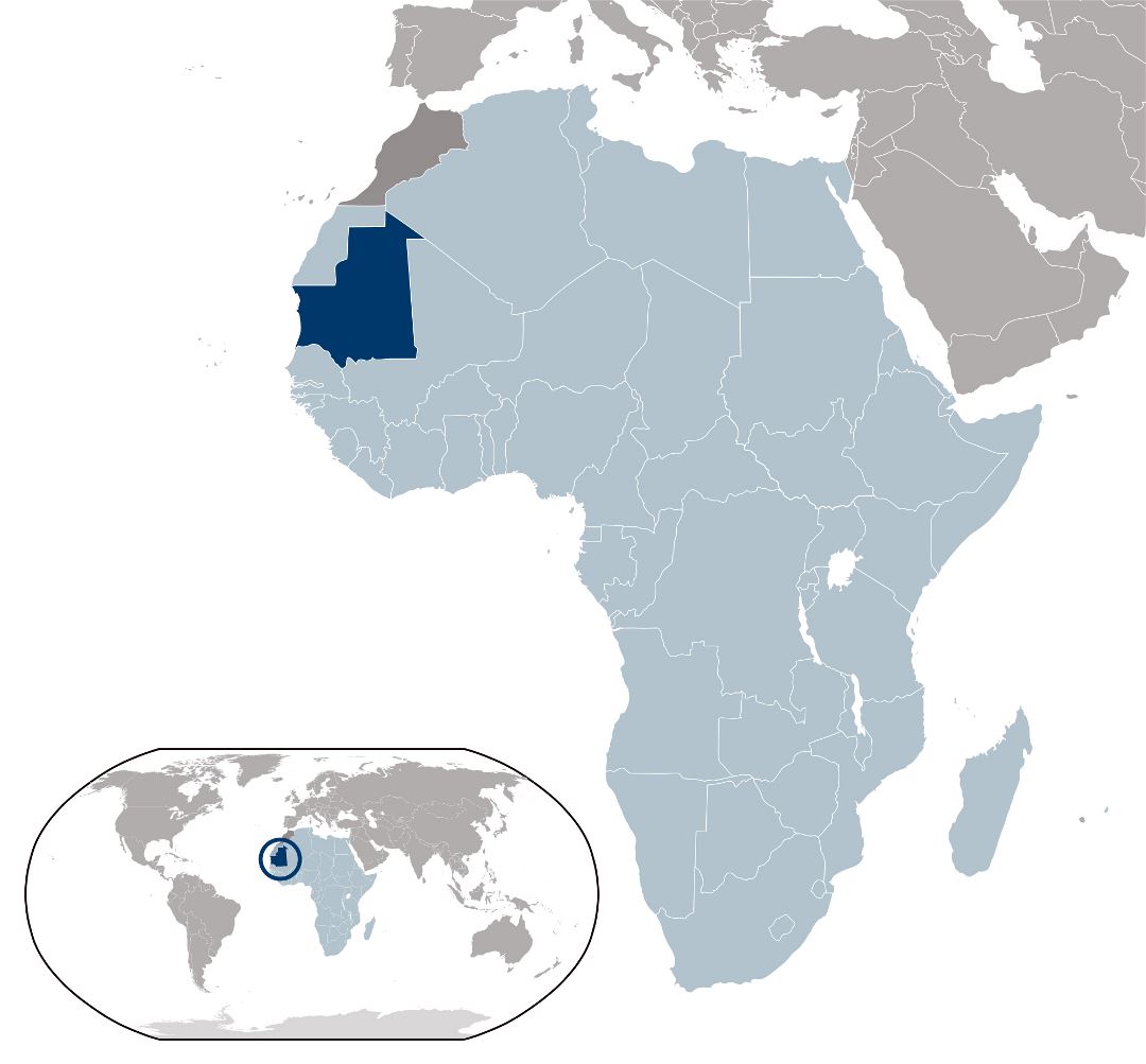 Large location map of Mauritania
