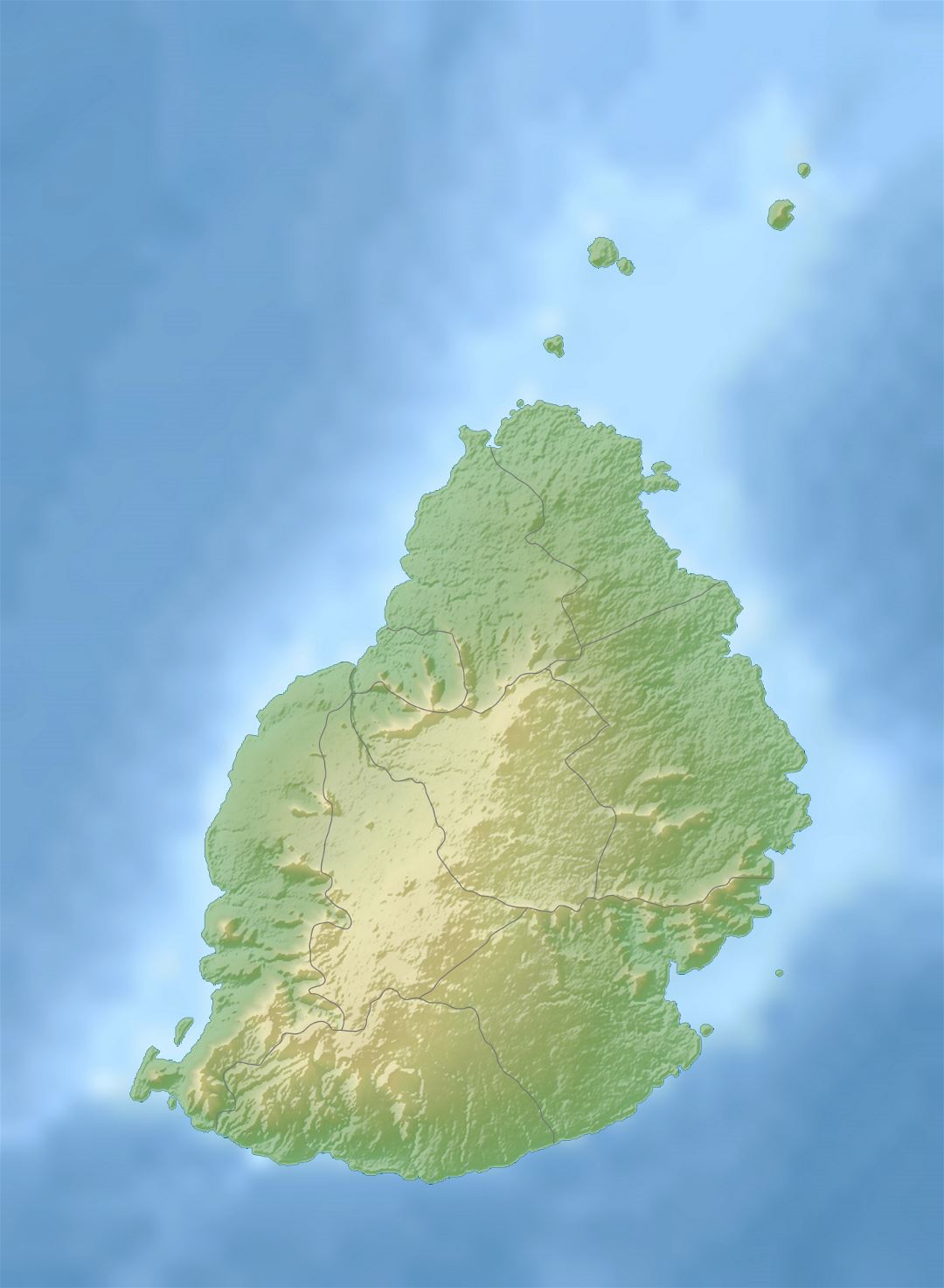 Large relief map of Mauritius