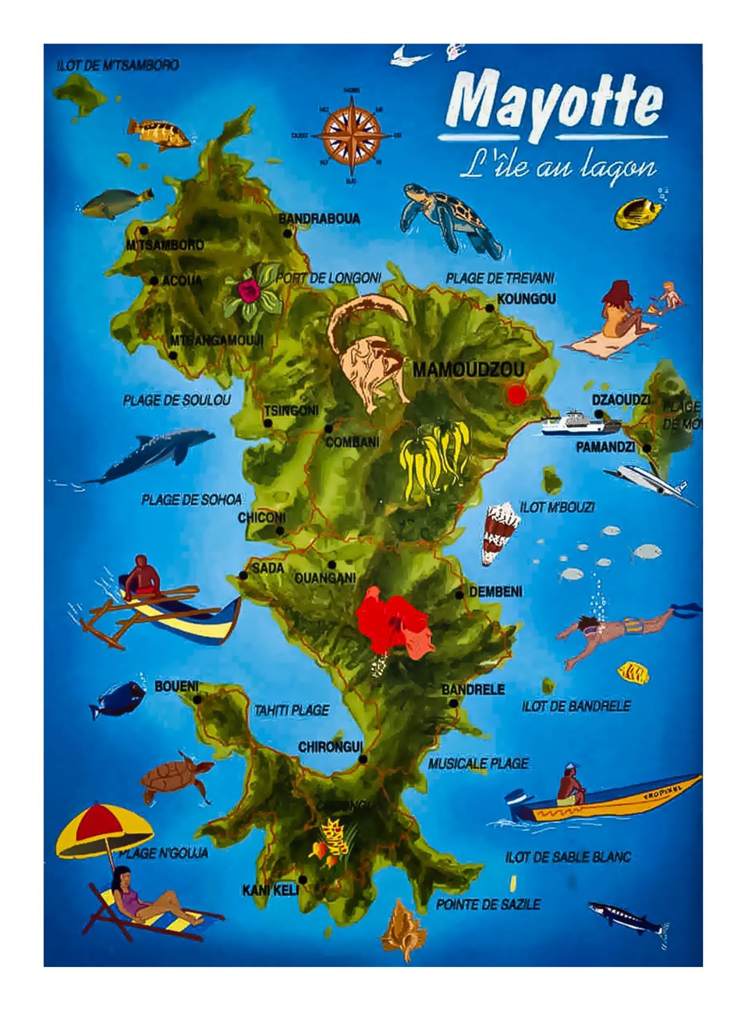 Detailed tourist map of Mayotte Island