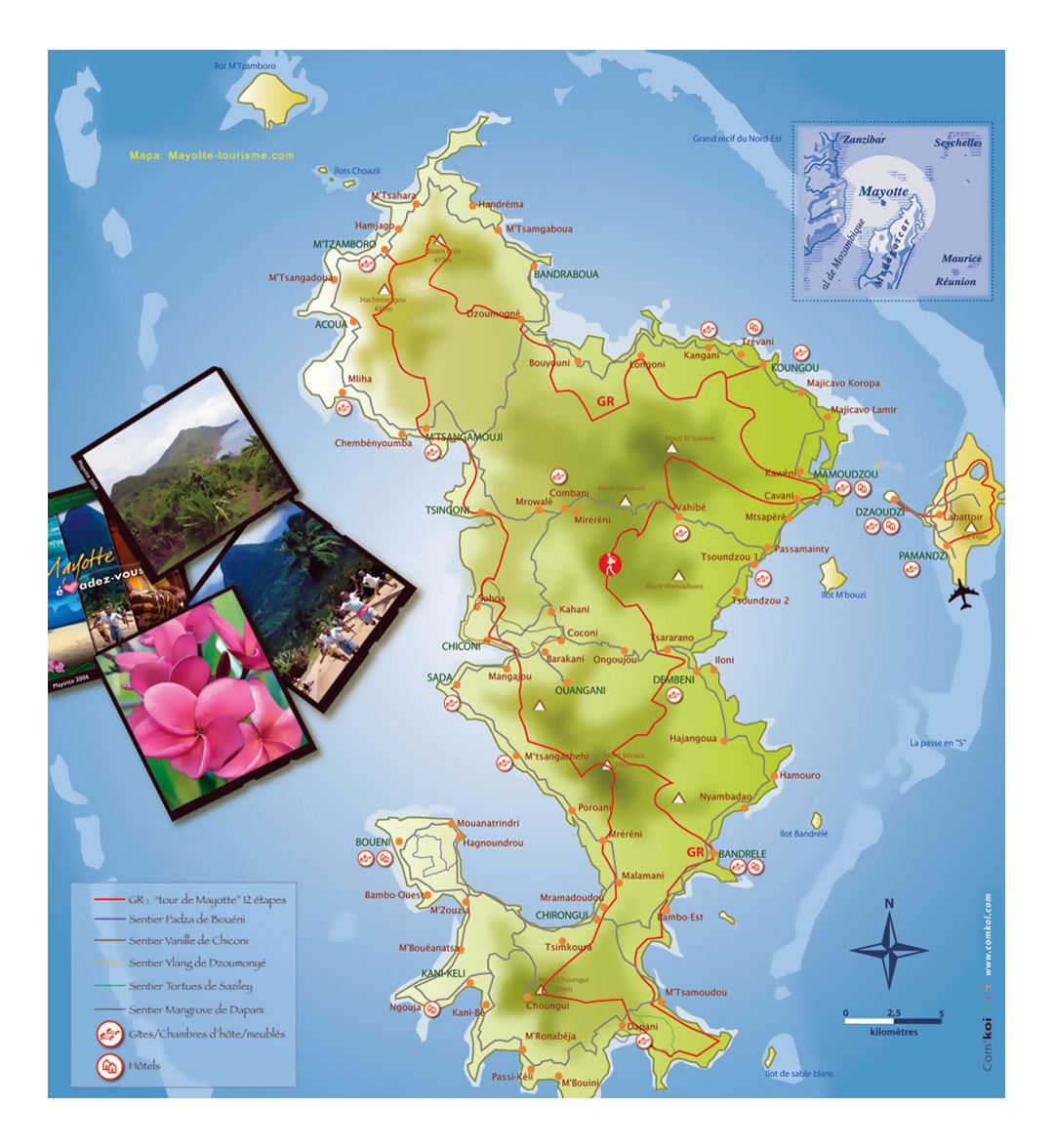 Detailed travel map of Mayotte Island