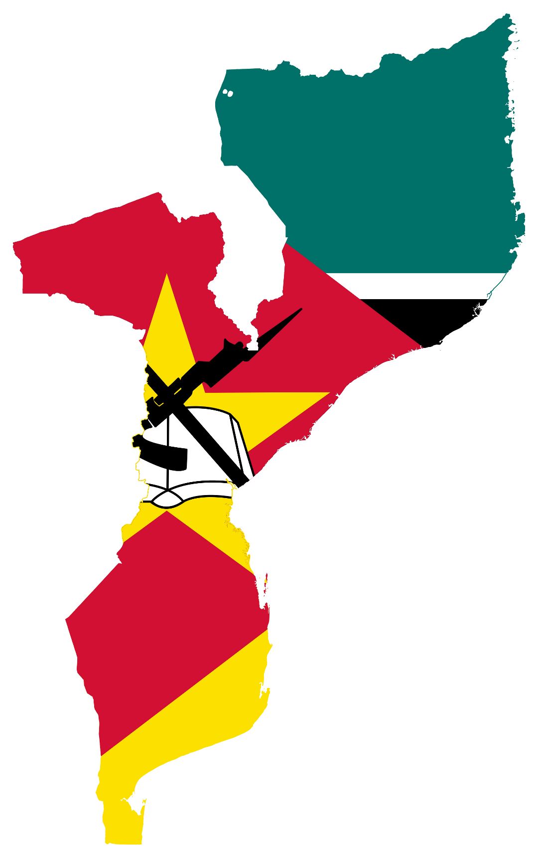 Large flag map of Mozambique