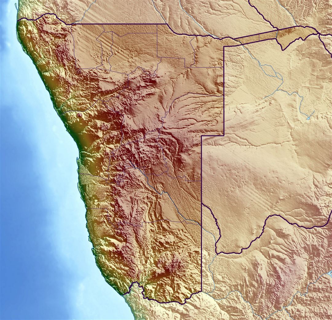 Large relief map of Namibia