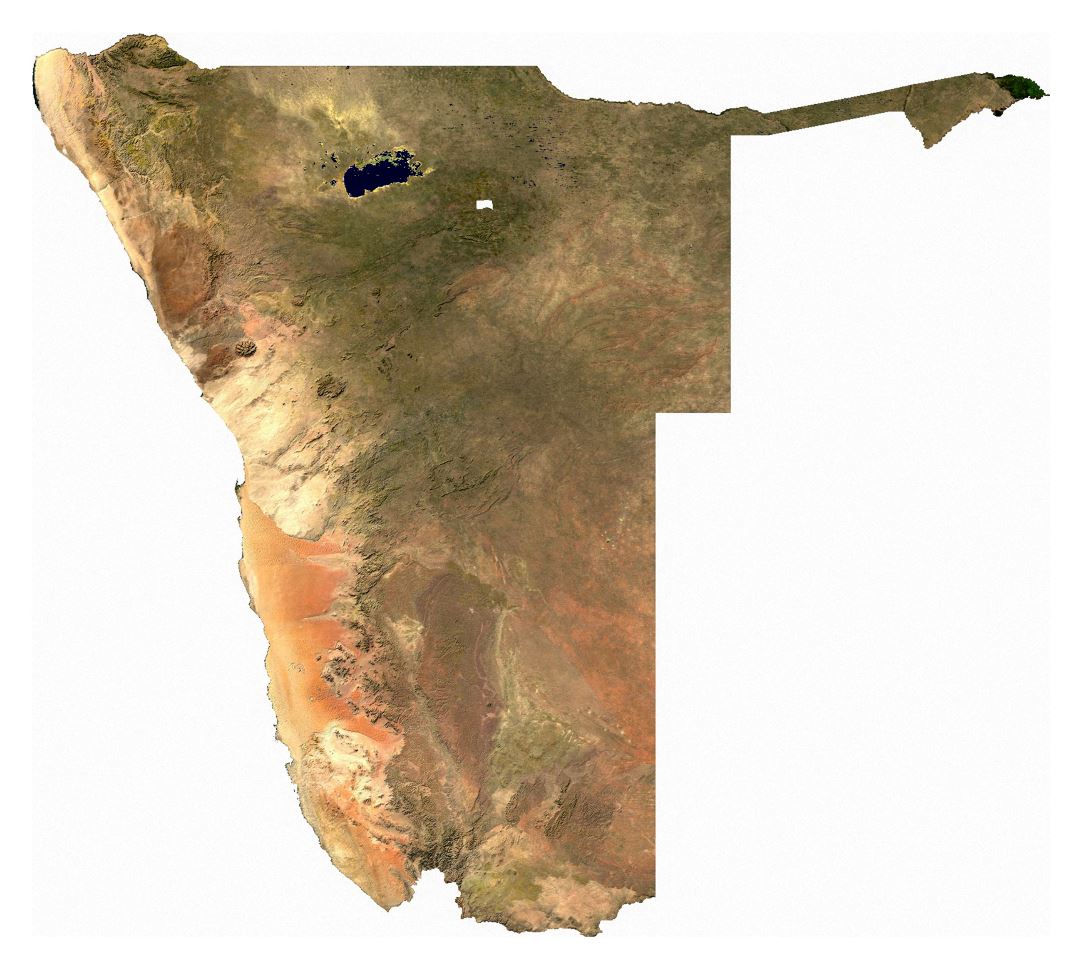 Large satellite map of Namibia