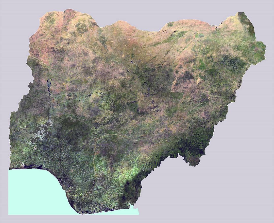 Large satellite map of Nigeria