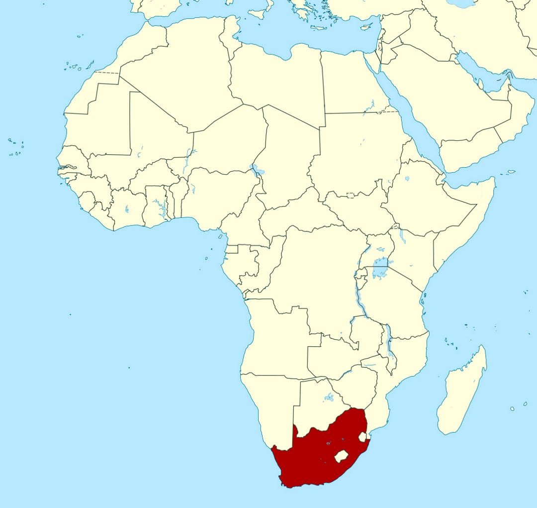 Detailed location map of South Africa in Africa