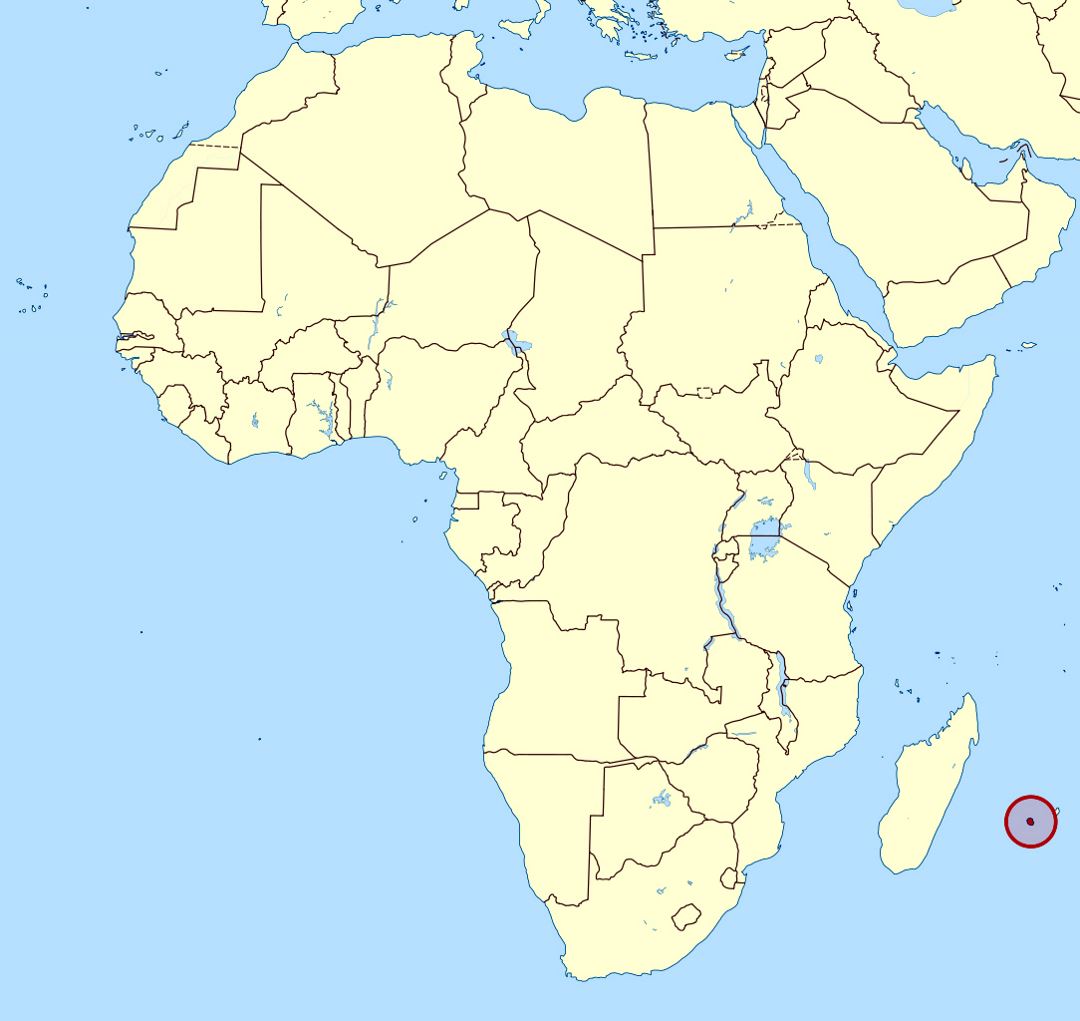 Detailed location map of Reunion in Africa
