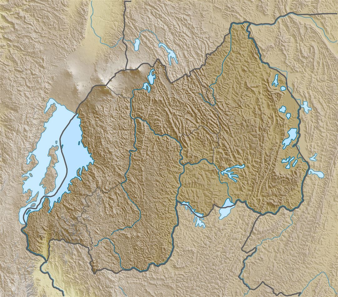 Large relief map of Rwanda