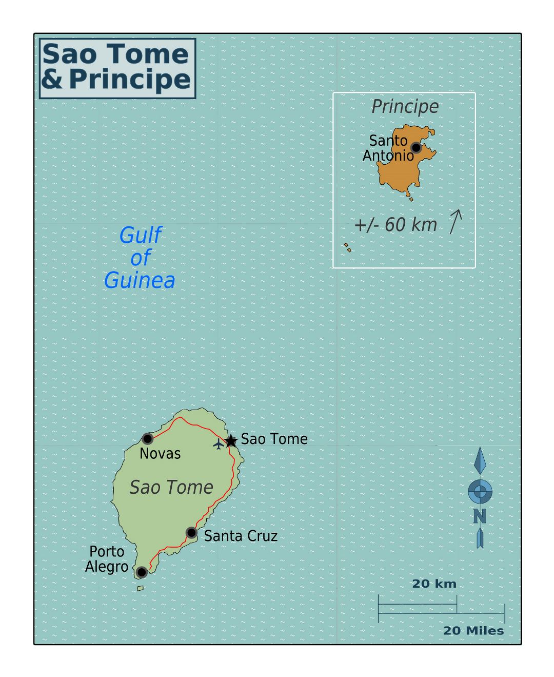 Large regions map of Sao Tome and Principe