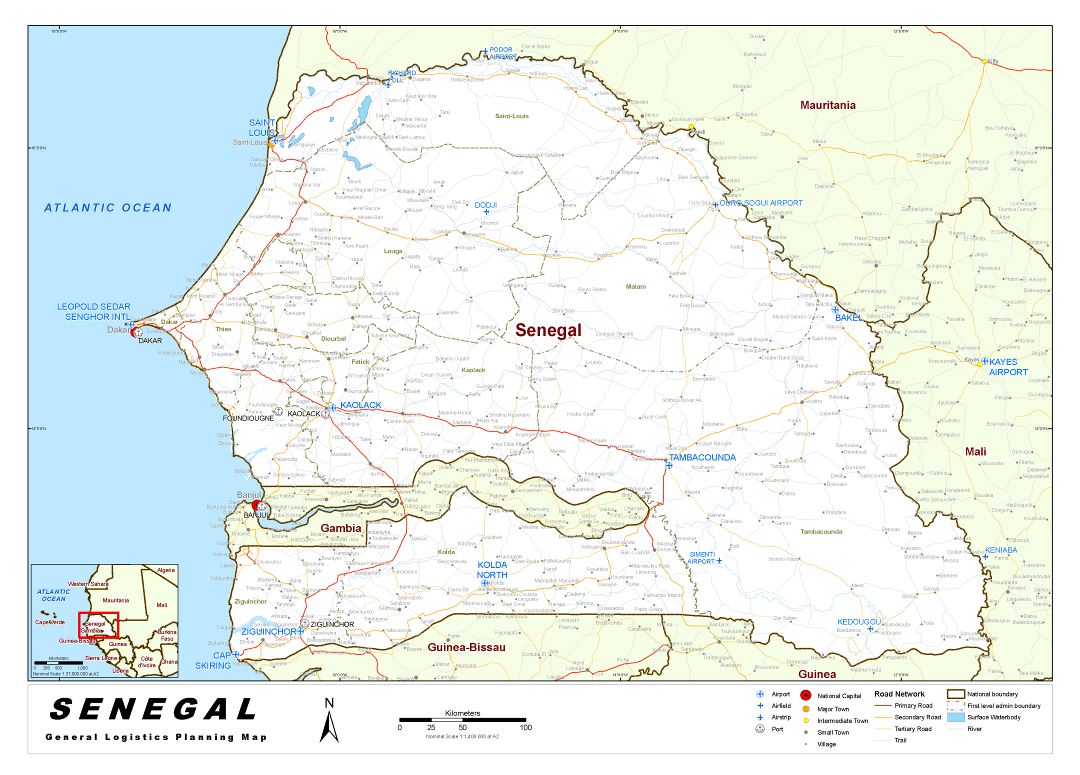 Large detailed Senegal General Logistics Planning map