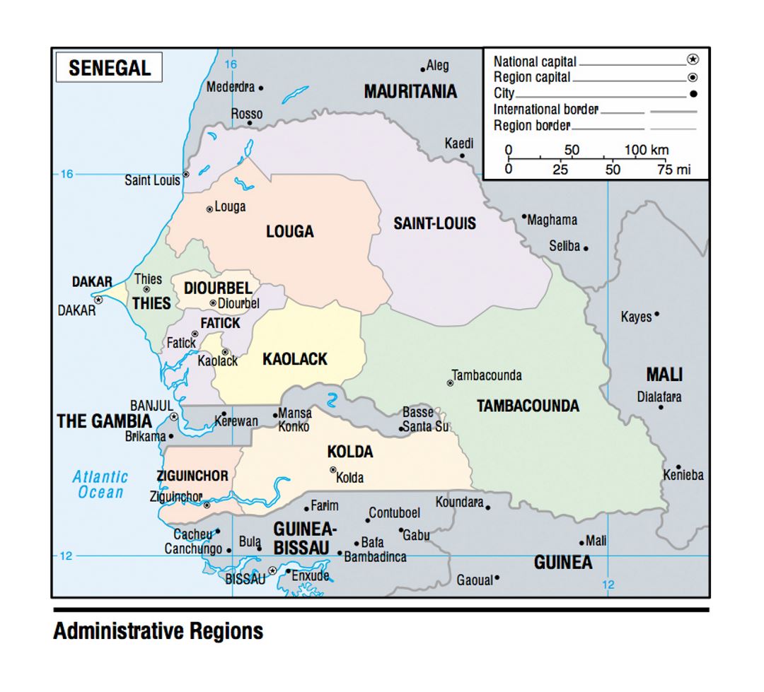 Map of Senegal Administrative Regions - 2003