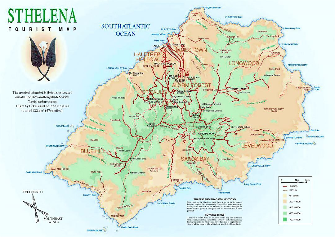 Detailed tourist map of St. Helena