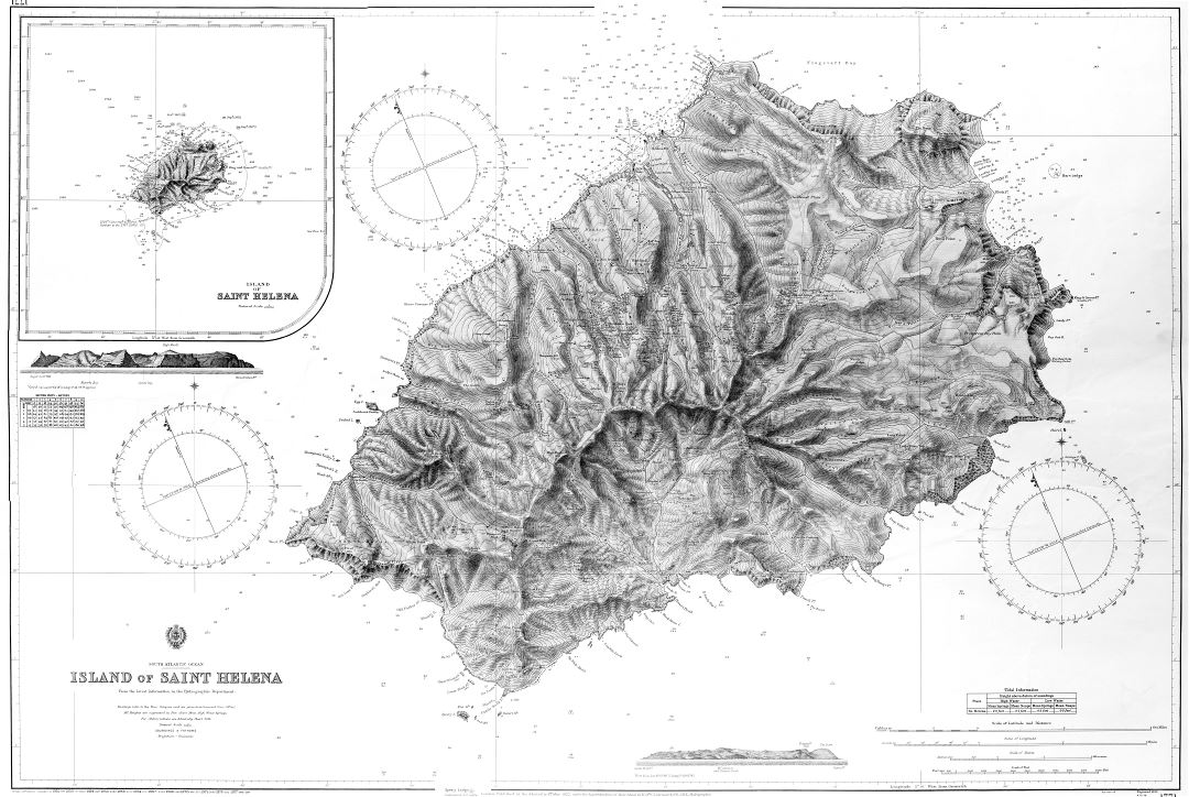 Large scale detailed old map of St. Helena Island - 1922